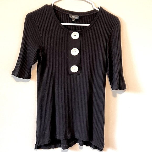 Topshop Ribbed Button Top - Picture 1 of 6